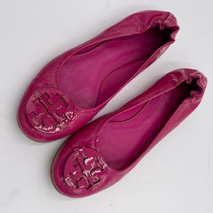 Tory Burch Bright Pink Patent Reva Flats
